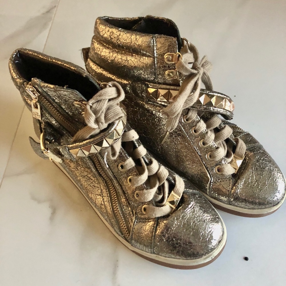 MICHAEL KORS metallic gold high-top sneakers